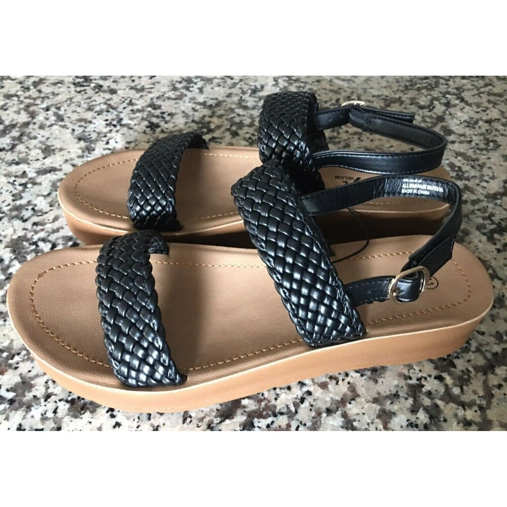 Black Double Band w Buckle Strap Women Platform Sandals Size 11 (runs small)